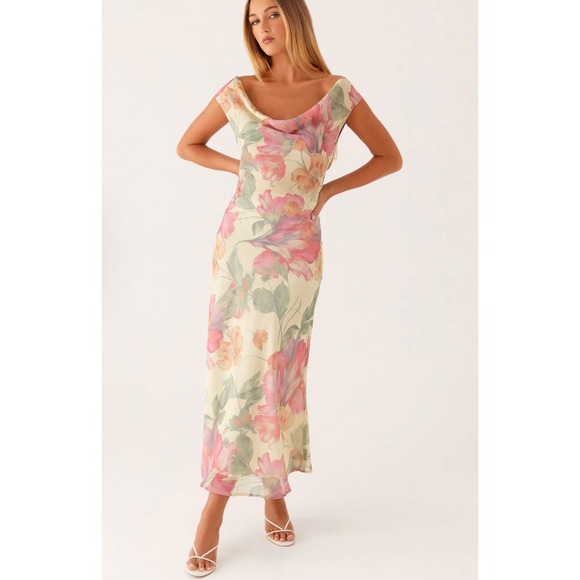 Peppermayo Dresses & Skirts - Peppermayo Role Model Maxi Cowl Neck Dress in Yellow Peony Sz 6